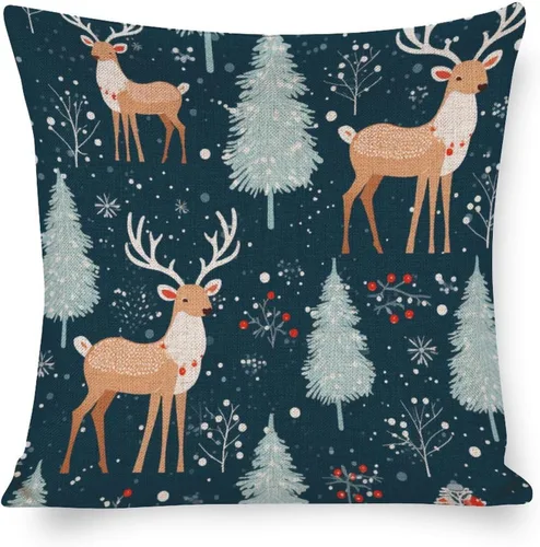 Vista 18 de Funda de almohada moderna para sofá, funda de almohada decorativa de tela de lino para exteriores, fundas de cojín de Navidad de Papá Noel