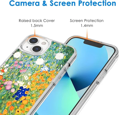 Vista 2 de Funda compatible con iPhone 11, funda estética colorida de acuarela floral para iPhone, a prueba de golpes, funda protectora de TPU suave