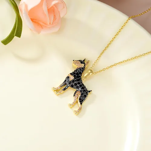 Vista 117 de Collares con colgante de perro de plata de ley S925 – 24 razas corgi/husky/labrador/pastor para mujer