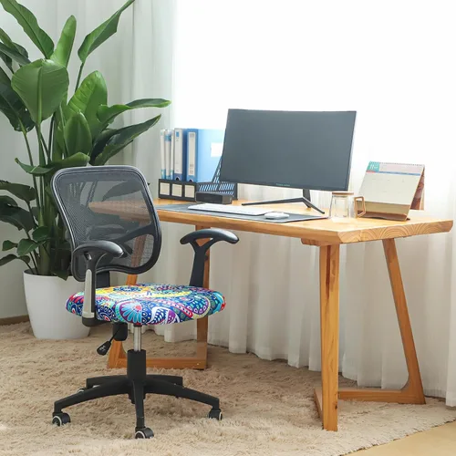 Vista 7 de Forcheer - Funda para asiento de silla de oficina 19x19 pulgadas, estirable impresa, funda pequeña ajustada para silla de escritorio de computadora