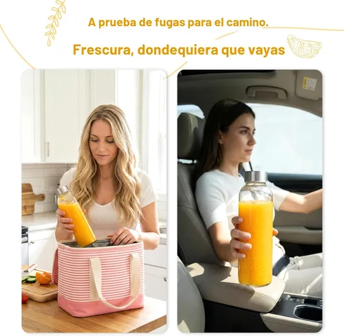 Vista 7 de Luxfuel Botellas de vidrio transparente con tapas, botellas de agua
