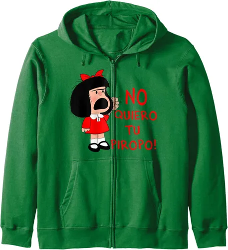 Vista 6 de No quiero tu Piropo - Sudadera divertida con capucha y cremallera femenina, Negro