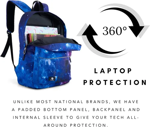 Vista 5 de Fenrici - Mochila para niñas, niños y adolescentes, mochila reciclada para laptop, de 16 x 13.5 pulgadas, L, Impresión de tiburón azul.