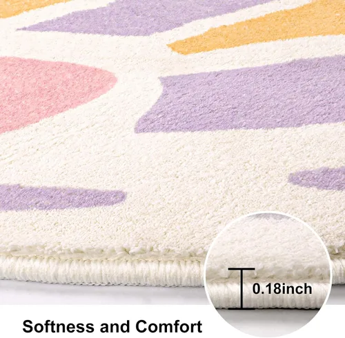 Vista 2 de Lukinbox Alfombra de mariposa para dormitorio de niñas, tapete de juego ultra suave para habitación, alfombra colorida antideslizante para área