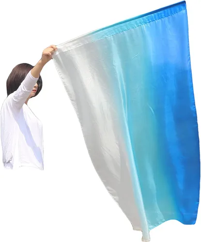 Vista 28 de Winged Sirenny Banderas flexibles de alabanza porfética de adoración de danza, serpentina rectangular de 50 pulgadas (luna azul)