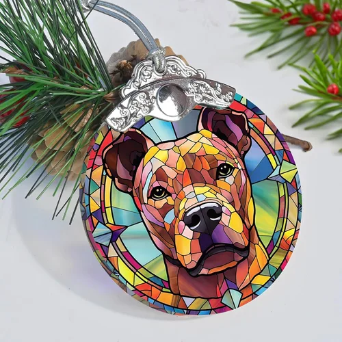 Vista 6 de Jocidea Adorno para perro, adorno colgante de American Staffordshire Terrier – vidrio, Navidad, Acción de Gracias, decoraciones de cumpleaños