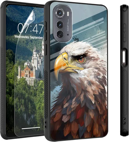 Vista 30 de Funda para Motorola Moto Edge 2022, cubierta trasera de vidrio templado con protector de pantalla, funda protectora a prueba de golpes para Motorola