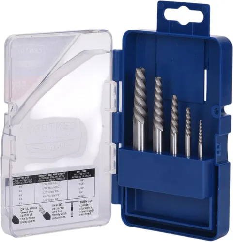 Vista 13 de Century Drill & Tool 73215 Juego de extractor de tornillos de flauta cuadrada de 5 piezas, #1 - #5, para extraer tornillos rotos y pernos sin dañar