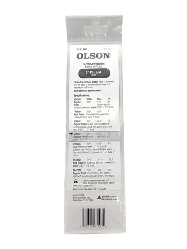 Vista 2 de Olson Saw SC41201 Pin End Scroll Saw Blade