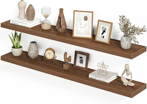 Vista 24 de Heimlove Juego de 2 estantes flotantes de 16 pulgadas para pared, estante negro para baño pequeño, dormitorio, sala de estar, cocina, decoración