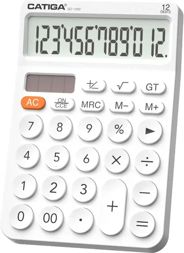Vista 13 de CATIGA Calculadora de escritorio de 12 dígitos Calculadora de escritorio básica con pantalla LCD grande, botones grandes, 4 funciones, energía solar
