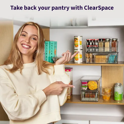 Vista 5 de ClearSpace Contenedores de organización y almacenamiento de despensa con separadores y tapas extraíbles, organizadores de despensa o organización