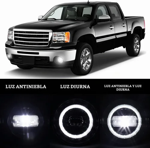 Vista 3 de Luces antiniebla LED con luces de circulación diurna para GMC Sierra 2007-2014, luces antiniebla de conducción con DRL para 2007 2008 2009 2010 2011