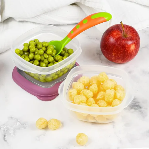 Vista 3 de Pequeños recipientes de plástico para almacenamiento de alimentos con tapas herméticas, lonchera de 5 onzas para aperitivos/frutas para niños