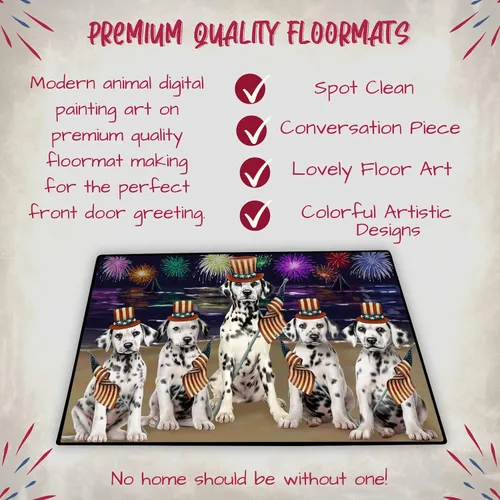 Vista 5 de Doggie of the Day Dalmatian Dogs Floor Mat - 4th of July Independence Day - Best Dog Doormat - Protector Decor - Unique Portrait Art - Premium