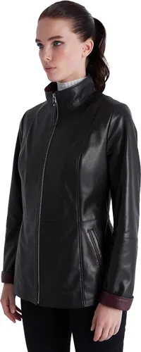 Vista 5 de Bigardini Chaqueta italiana de cuero genuino para mujer, piel de cordero real