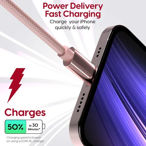 Vista 3 de TALK WORKS - Cargador de cable USB C a Lightning compatible con iPhone 14/14 Plus/14 Pro/14 Pro Max, 13/13 Mini/13 Pro/13 Pro Max, 12/12 Mini/ 12