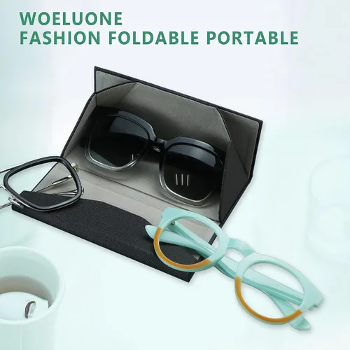 Vista 6 de Funda rígida para gafas con diseño plegable, funda portátil para gafas de sol para protección de gafas, ligera