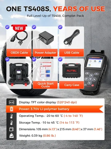 Vista 8 de Autel MaxiTPMS TS408S, herramienta de reaprendizaje TPMS 2026 funciona como TS501 PRO TS508WIF MK808S-TS MP900TS, OBD II Pr0gramming para Autel