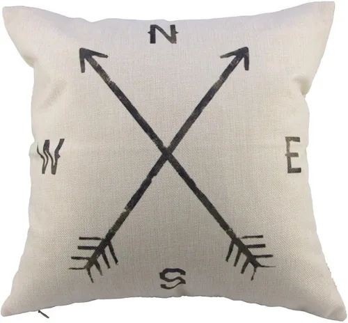 Vista 3 de Leaveland Magic Arrow Compass North South West East - Funda de almohada cuadrada de lino y algodón, decorativa, duradera, decoración del hogar
