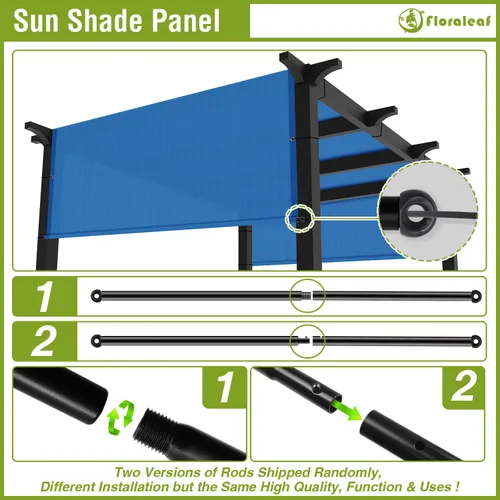 Vista 4 de Cubierta de Sombra para Pérgola de 3'×4' Toldo de Repuesto Universal para Patio Exterior Porche Patio Trasero Cenador con Ojales Varillas