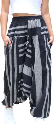 Vista 3 de PEACH PEBBLE Pantalones Harem 100% algodón, pantalones bohemios de yoga hippie