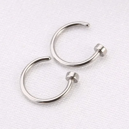 Vista 8 de Generic 2 piezas unisex de acero quirúrgico con bisagras, segmento de clicker para la nariz, aros de cartílago de hélice, aretes de piercing