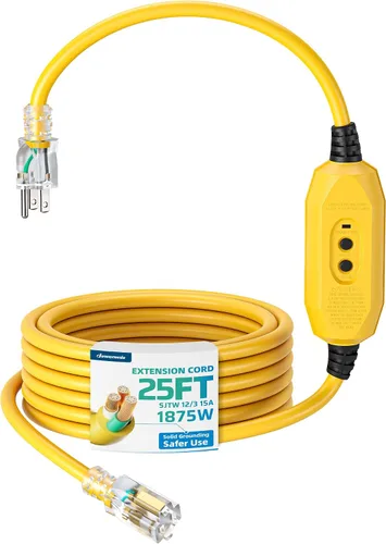 Vista 9 de DEWENWILS Cable de Extensión GFCI Automático de 3 Pies para Exteriores, Cable de Extensión SJTW 12/3 de Servicio Pesado, Cable de Alimentación