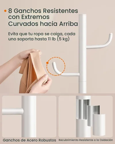 Vista 4 de SONGMICS - Perchero con forma de cactus, 8 ganchos resistentes, 69 pulgadas de alto Escudo de árbol independiente con extremos curvos, para ropa