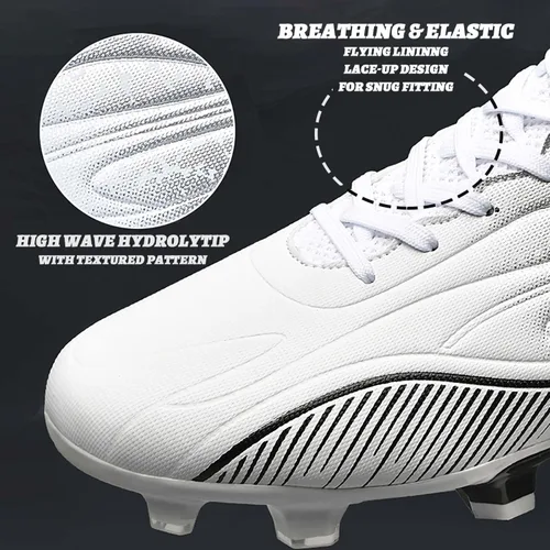 Vista 2 de KAONSUFS Zapatos de fútbol para niños grandes, tacos de fútbol altos, con cordones, antideslizantes, para interiores, fútbol sala