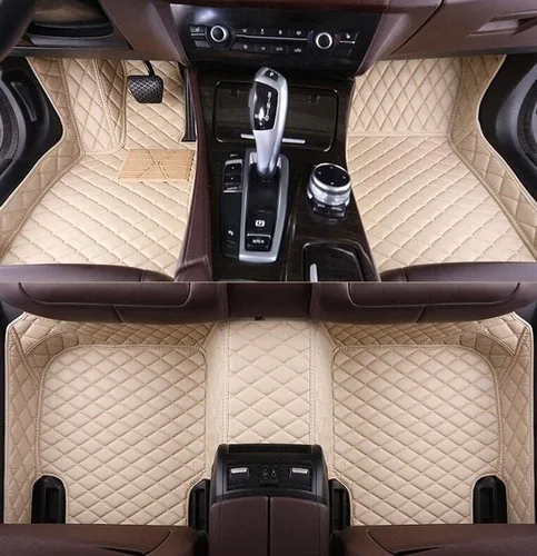 Vista 2 de Tapetes de automóvil personalizados para el 99% de modelos de vehículos, cuero, tapicería completa, color beige, rojo, rosa, azul, púrpura