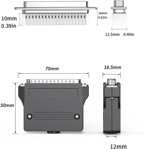 Vista 7 de DB37 - Placa de conexión hembra, adaptador de terminal D-Sub de 37 pines con terminales de tornillo, placa de conector sin soldadura para cable