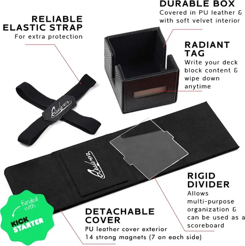 Vista 2 de Quiver Time Black Citadel Deck Block for Magic: the Gathering Cards - TCG 100+ Premium Commander Deck Box, caja de mazos MTG para tarjetas, dados