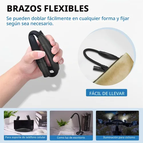Vista 7 de Luz de cuello recargable manos libres con 3 modos de color ajustables, negro