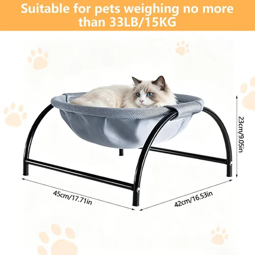 Vista 2 de Cama redonda elevada para gatos, lavable, hamaca para gatos y Cama elevada pequeña para gatos para uso en interiores y exteriores, cuna para gatos