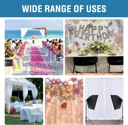 Vista 6 de H.VERSAILTEX Cortinas de gasa transparente para fiestas, cortinas de fotografía para decoración de bodas, fiestas, 5 x 7 pies, cortinas de fiesta