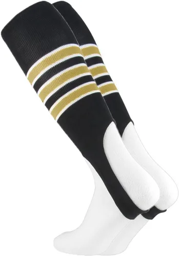 Vista 44 de TCK - Estribos de béisbol a rayas, estribos de sóftbol, 7 pulgadas Negro/Dorado/Blanco