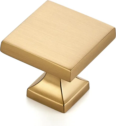 Vista 11 de Paquete de 30 manijas para gabinete de cocina color latón envejecido, accesorios de hardware para cajones y aparadores, manijas cuadradas