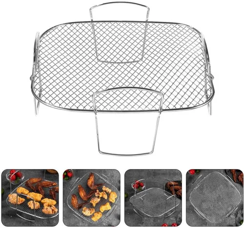 Vista 4 de Kichvoe Estante apilable para freidora de aire de 8.07 x 8.07 x 3.46 pulgadas, accesorios apilables para freidora de aire de acero inoxidable