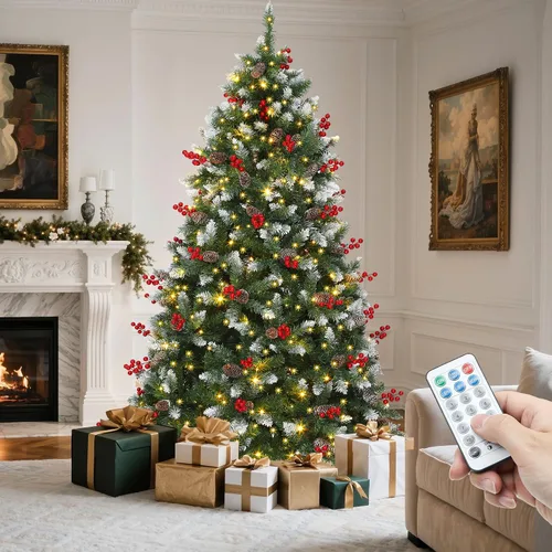 Vista 12 de YITAHOME Árbol de Navidad de Halloween negro preiluminado de 6 pies