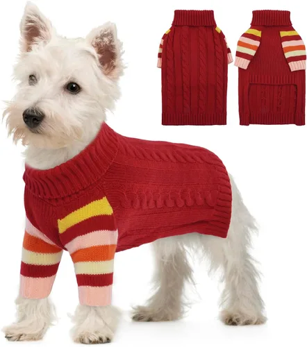 Vista 37 de Suéter XS para perro, suéter de cuello alto con manga para Yorkie Azul