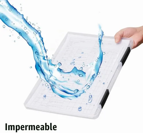 Vista 6 de Lemical PP resistente archivador impermeable transparente A4 archivo portátil caso proyecto caja de almacenamiento de plástico duradero doble Negro