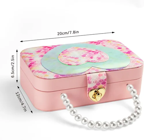 Vista 2 de KAMIER Joyero infantil para niñas, corazón rosa