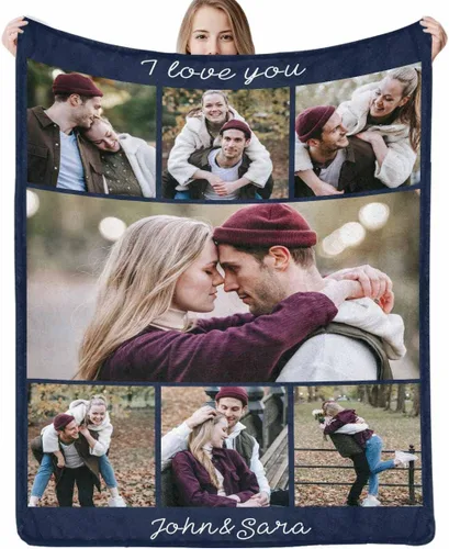 Vista 20 de D-Story Manta personalizada con fotos, manta de fotos personalizada con cualquier texto, manta de forro polar personalizada para cama, sofá