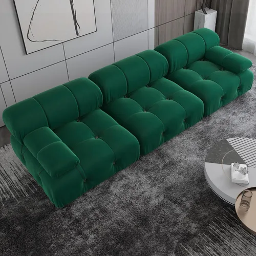 Vista 25 de Sofá modular seccional, sofá de terciopelo, asiento medio, beige
