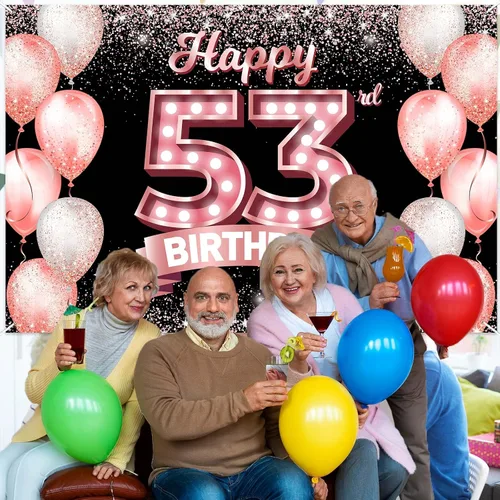 Vista 98 de Cartel de feliz cumpleaños décimo oro rosa, telón de fondo, saludos a 10 años, globos de confeti, decoración temática para niñas de 10 años