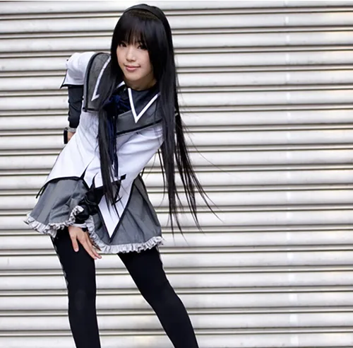 Vista 6 de Anime Homura Cosplay Costume Uniform Dress Halloween Outfit
