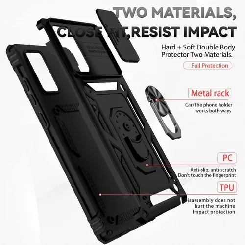 Vista 5 de Asuwish Funda de teléfono para Samsung Galaxy Note 20 5G con cubierta deslizante para cámara de vidrio templado, protector de pantalla de vidrio