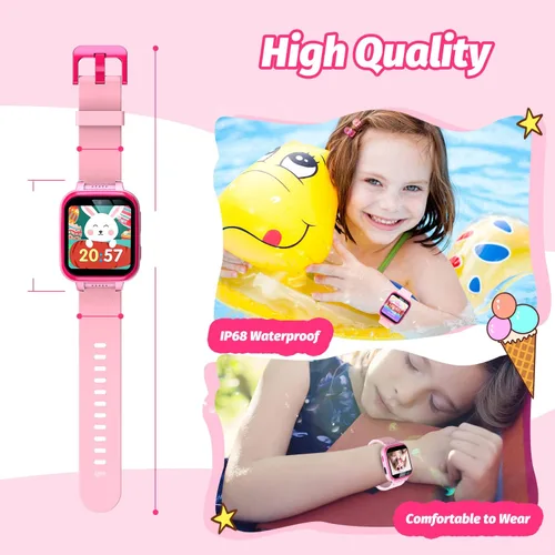 Vista 25 de Reloj inteligente para niños con juegos de rompecabezas, pantalla táctil HD, cámara de video, reproductor de música, podómetro, reloj despertador