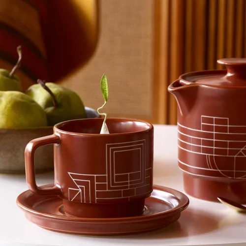 Vista 5 de Tea Forte Terra Frank Lloyd Wright - Taza de café de porcelana con tapa